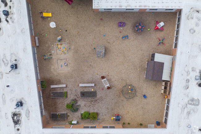 There is a giant courtyard in the middle of NorthPointe Christian Elementary School.