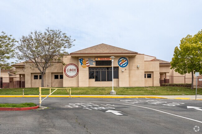 Enter Dorothy Grant Elementary School through its welcoming entrance.