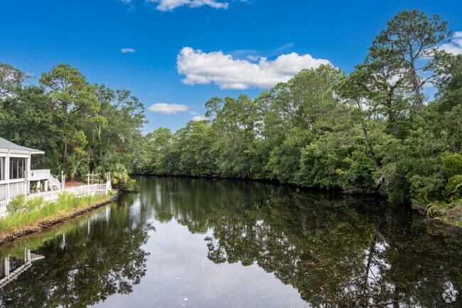You can take a kayak down the lagoon in the Palmetto Dunes neighborhood.