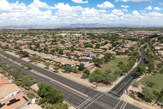 Sidewalks and bike lanes line Sossaman Estates’ residential streets.