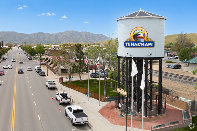 The homes of Golden Hills are just a short distance from the Tehachapi water tower.