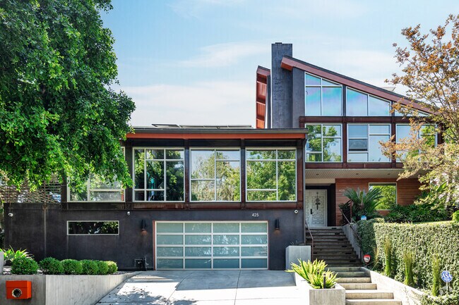 Luxury midcentury modern houses are prelevant inside West San Rafael Hills neighborhood.