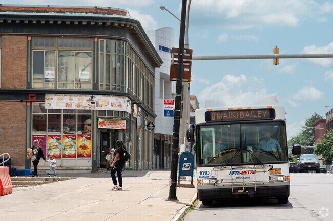 This bus line runs along Main Street in Cold Springs with easy access to downtown Buffalo.