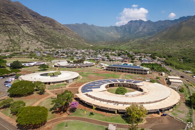 Nanakuli High School's campus is sprawled out over the valley floor.