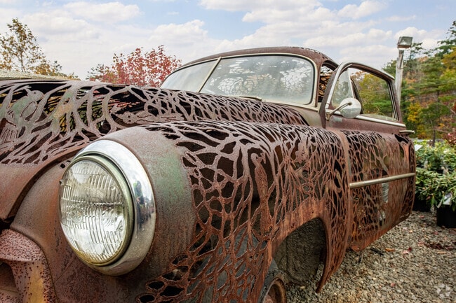 Check out the quirky car sculpture out front of Central Mass Garden Center in Lunenburg/Whalom.