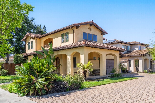 A cluster of Spanish-style homes adorns this street in Cuesta Park.