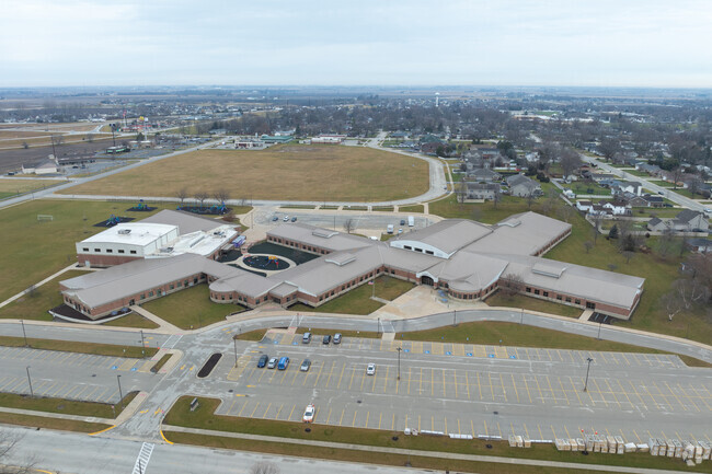Manteno Elementary School offers a sprawling campus when viewed from above.