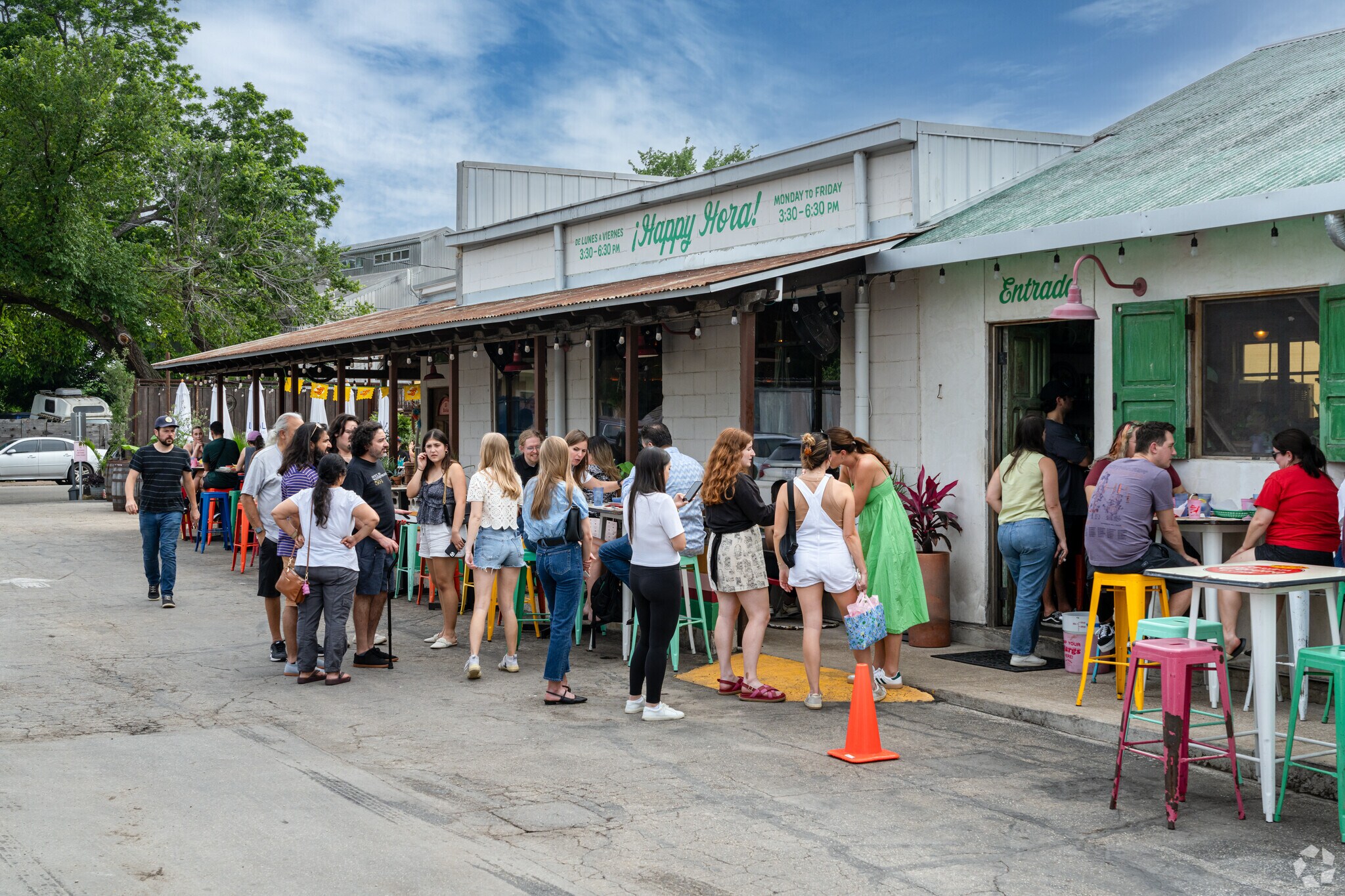 The De Nada Cantina is a popular spot for tacos and queso in Austin, Texas.
