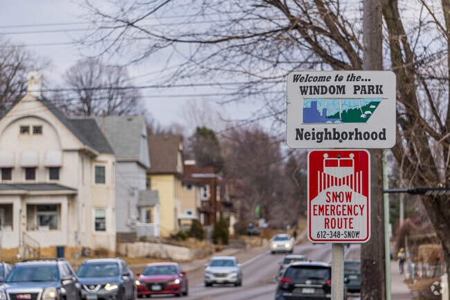 A sign welcomes people into the Windom Park neighborhood.