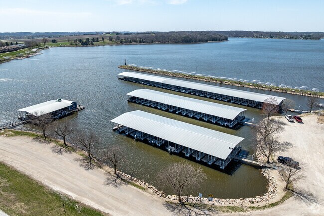 Lake Panorama Marina has covered boat slips for residents to reserve during peak season.
