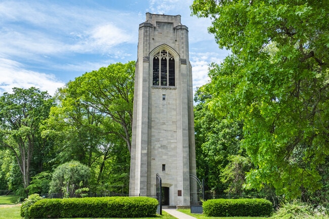 The bell tower in Madison Place was built in 1929 and features 49 bells.