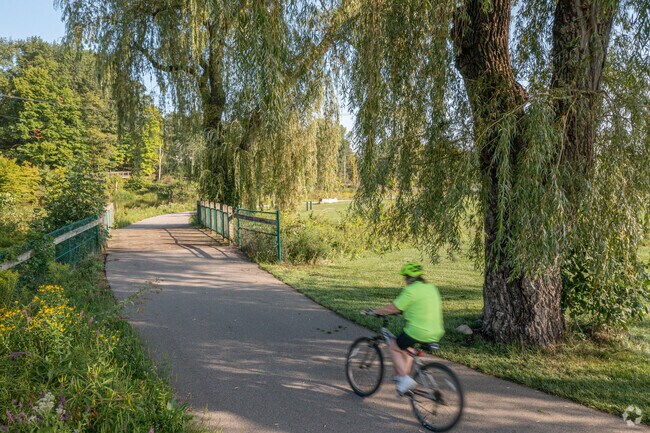 Rockford, Michigan residents can ride on the White Pine Trail from Garden Club Park.