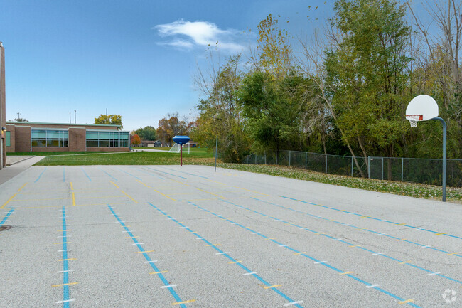 A view of the basketball courts at Bicentennial Elementary School.