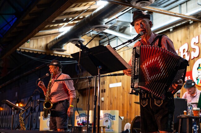Polka and German music fills the beer garden with joy.