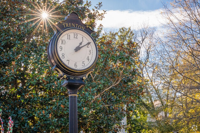 This historical clock still stands at the center of the Town Square in Trenton.