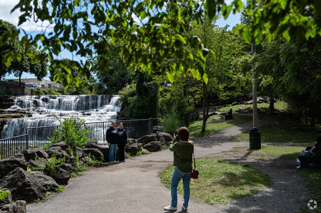 Take in the small waterfall at nearby Glen Park.