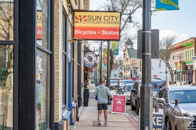 Northeastern Sun Prairie's is packed with local shops like Sun City Cyclery and Skates.