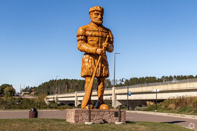 The Voyageur Statue greets visitors as they cross the St. Louis River.