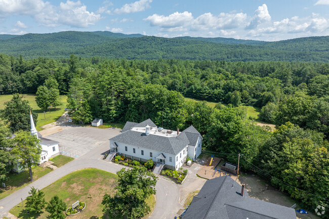 An aerial overview of the Jennie D. Blake School Elementary School in Hill, NH.