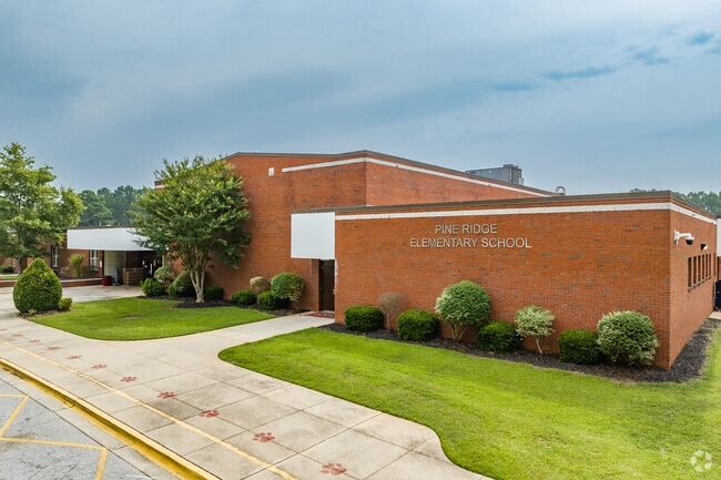 Front of Pine Ridge Elementary School in the Stone Mountain neighborhood district.