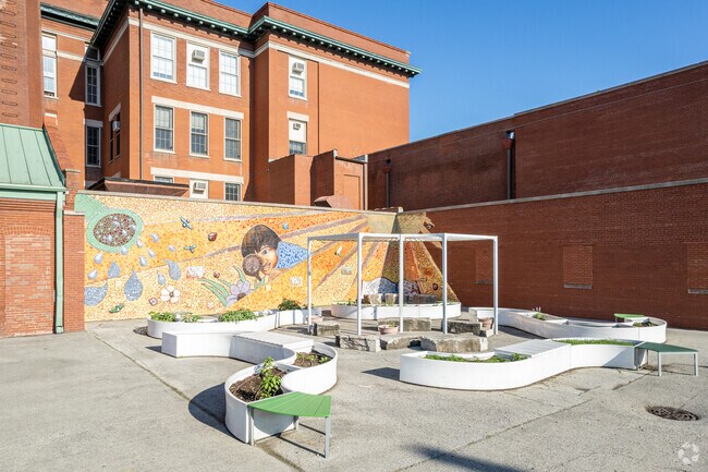 Art and Sitting space at Jonathan Burr Elementary School.