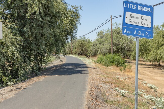 The bike trail in Durham will take you through the scnic country side to Chico.