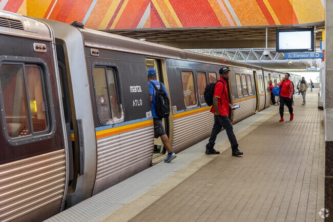 The MARTA train runs east and west from Hunter Hills via the nearby West Lake Station.