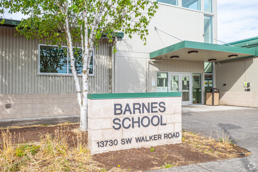 Barnes School sign welcomes students to a day of learning.