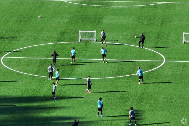 Players practice at the Seattle FC fields in Renton.