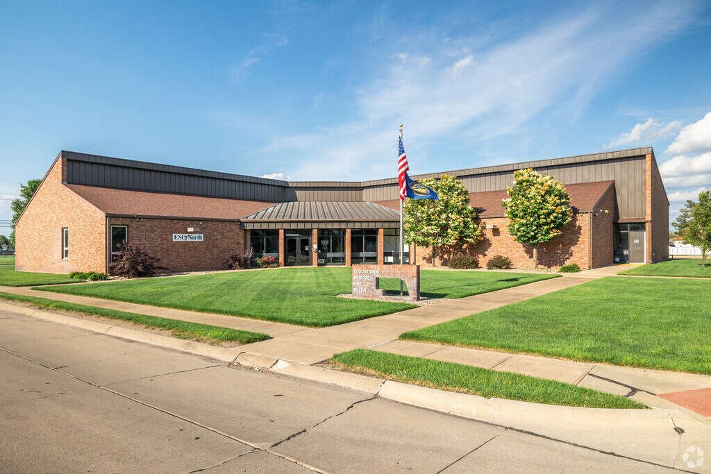 A welcoming entrance is seen at ESU 7 Learning Academy in Columbus.