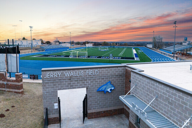 The Jerry Wallis Field is where the football games take place.