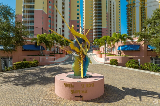 Morningside displays interesting artwork by the Riviera apartment complex.