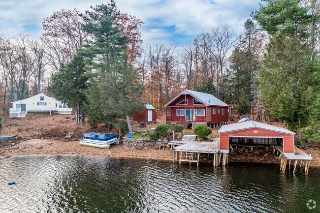 Several people keep pontoon boats on Deering Reservoir.