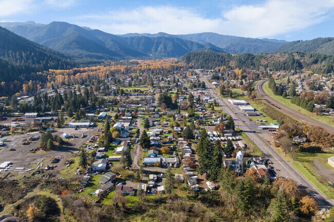 Oakridge is about 45 minutes southeast of Eugene Oregon.