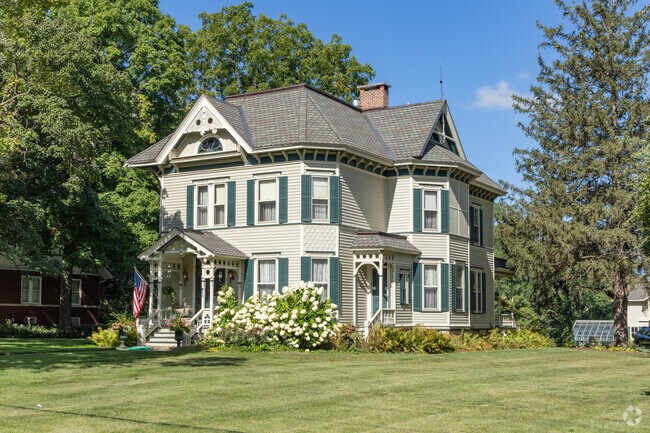 Downtown Oswego is filled with large stately two story victorian homes just steps from downtown.