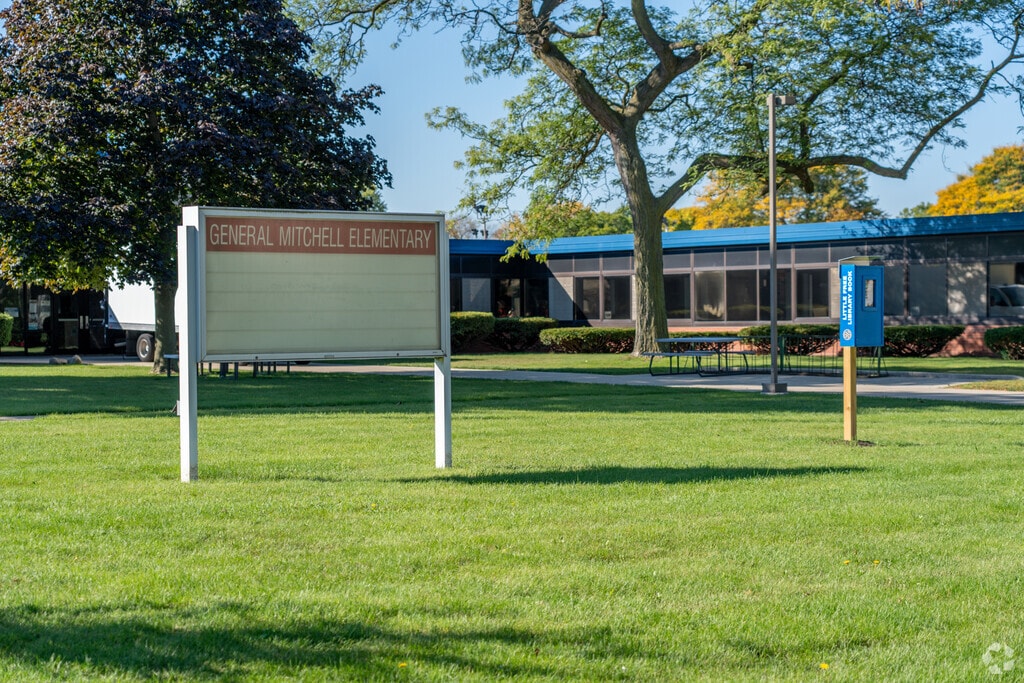 The front entrance to General Mitchell Elementary School
