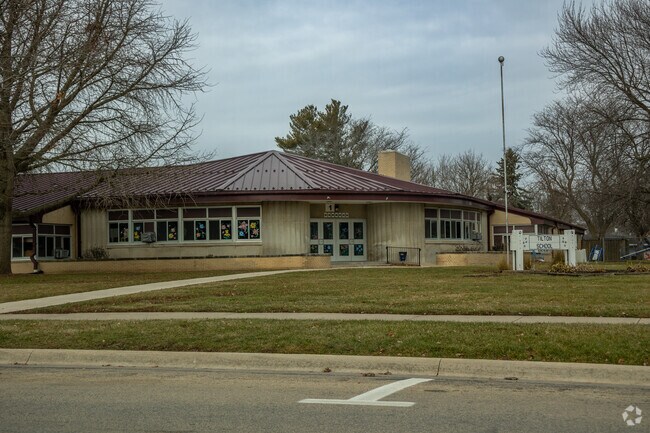 Tilton Elementary School has a red metal roof.