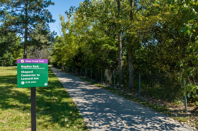 The Alum Creek Trail runs parallel to Highway 670.