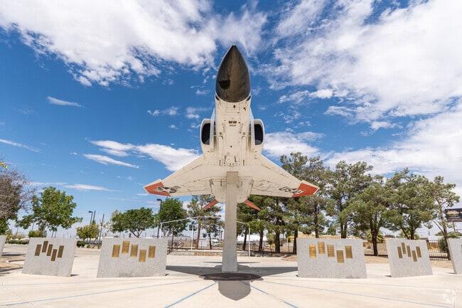 You can see a fighter jet at the Aerospace Walk of Honor in Central Lancaster.