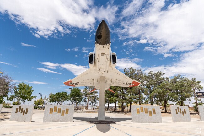Visitors can see a fighter jet at the Aerospace Walk of Honor near Northwest Palmdale.