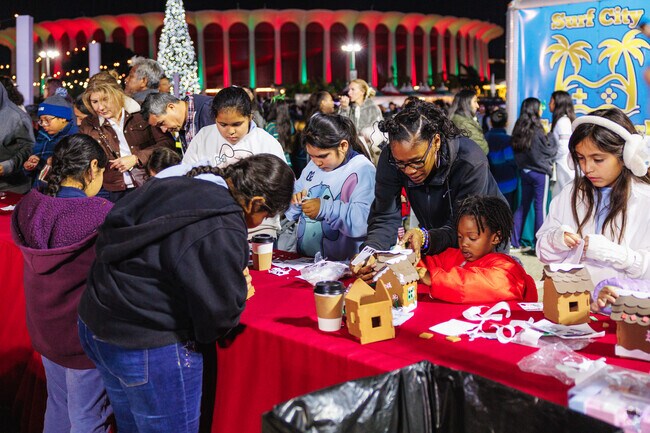 Build gingerbread houses at The Kia Forum Holiday Tree Lighting.