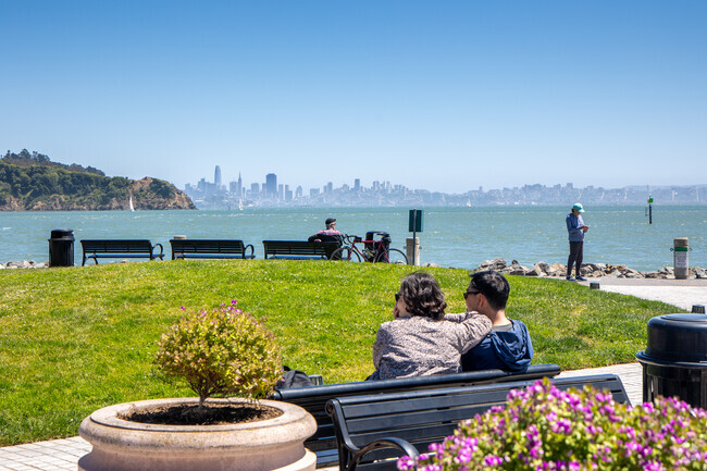 Visitors and residents in Belvedere can enjoy SF views from Shoreline Park.