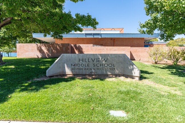 Kids in Northwest Palmdale continue their education at Hillview Middle School, rated B on Niche.