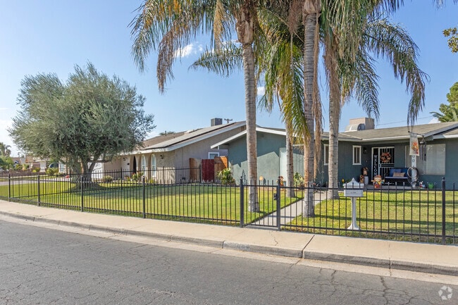 Homes in Wible Orchard have a variety of landscapes including palm and olive trees.