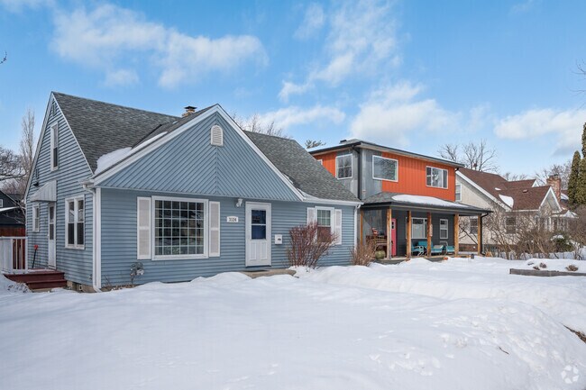 Foursquare style house in the Longfellow neighborhood in Minneapolis, Minnesota.