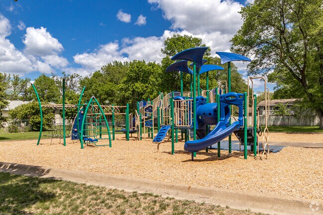 Kids enjoy the large play structure at Meadowwood Park.