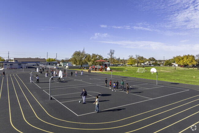 The beautiful campus of Robla Elementary School includes modern amenities for students.