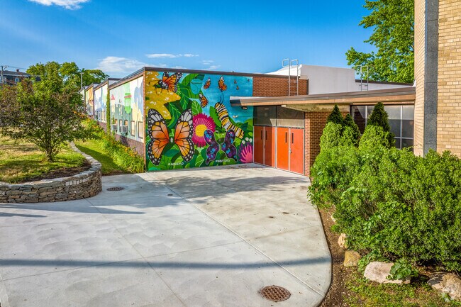Beautiful murals adorn the entrance of Vartan Gregorian Elementary School in Fox Point, RI.