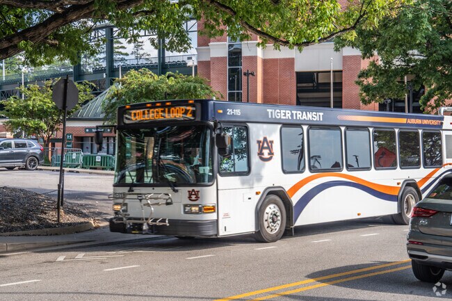 The Tiger Transit buses run routes to and from Cloverleaf.