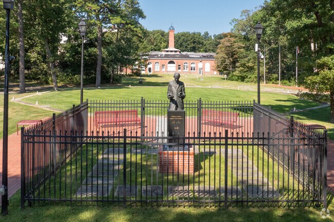 A Nikola Tesla statue is a landmark to those passing the site on 25A in East Shoreham.